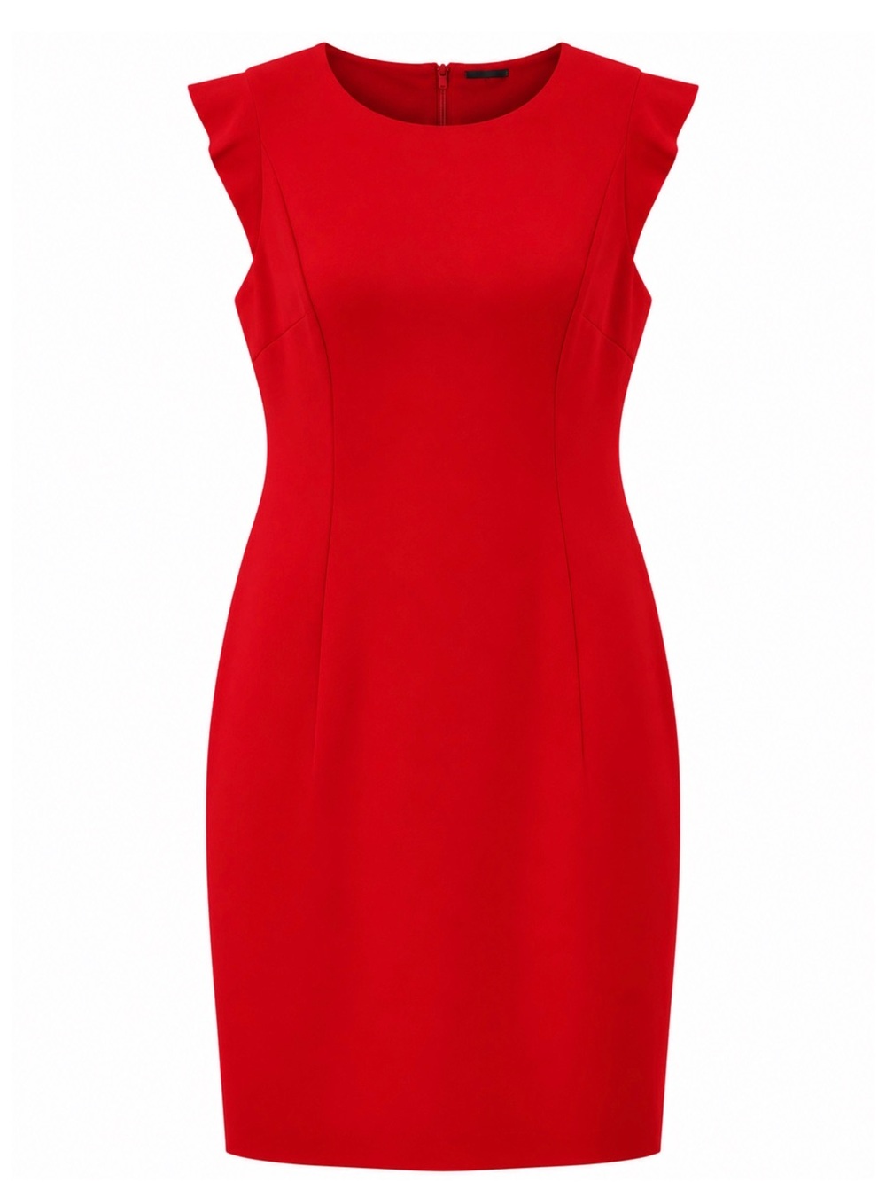 Elie Tahari Red Cap-Sleeve Midi Sheath Dress
